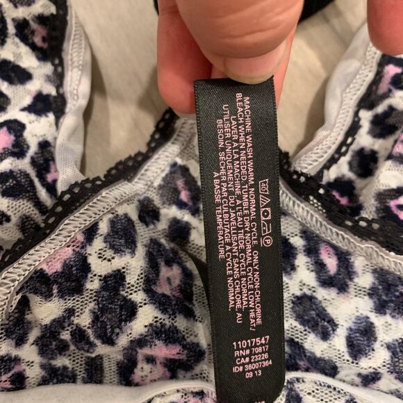 Victoria's Secret Pink Black Leopard Lace Racerback Triangle Bralette L - Picture 3 of 7